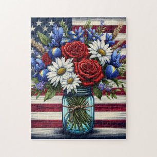 Patriotisches, florales, abgenutztes amerikanische