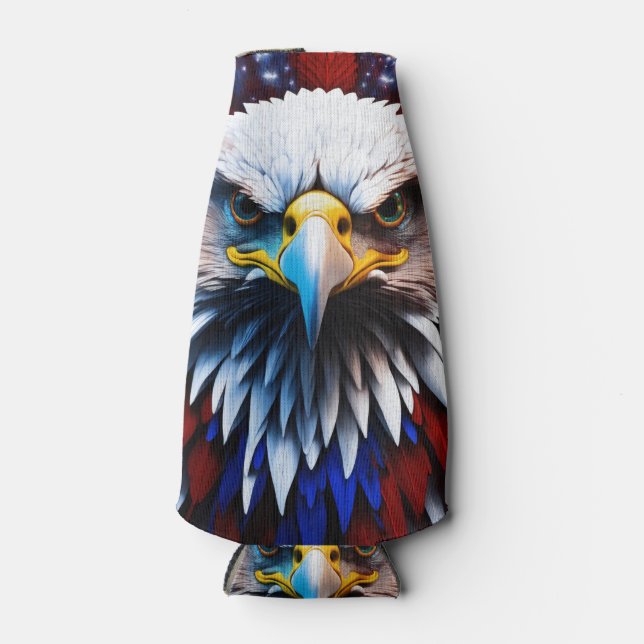 Patriotisches Fraktal Eagles T-Shirt Flaschenkühler (Vorderseite)