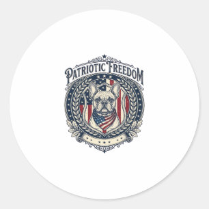 Patriotisches Französische Bulldogge Vektorgrafik Runder Aufkleber