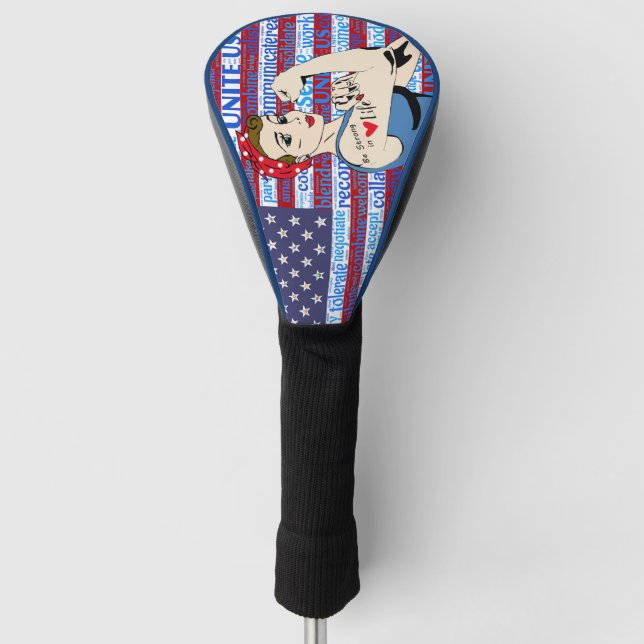 Patriotisches Frauen-Flagge-Golf Golf Headcover (Vorderseite)
