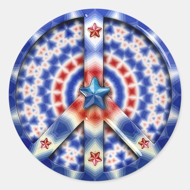 Patriotisches Friedenssymbol Runder Aufkleber (Vorderseite)