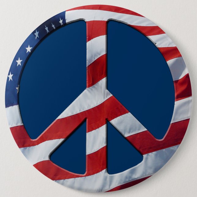Patriotisches Friedenssymbol - US-Flagge kein Krie Button (Vorderseite)