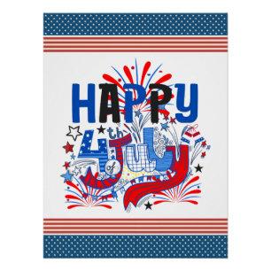 Patriotisches Frohes 4. Juli Feierdesign Poster