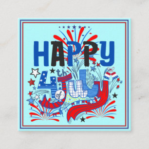Patriotisches Frohes 4. Juli Feierdesign Quadratische Visitenkarte