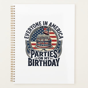 Patriotisches Geburtstagsfeier-Vintage-Torte-Shirt Planer