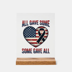 Patriotisches Gedenkherzband Veteran-Shirt Desi Acrylschild