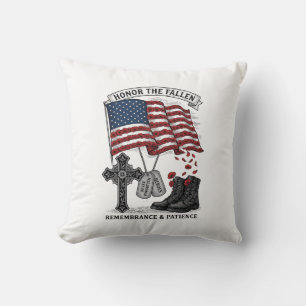 Patriotisches Gedenkkreuz Stiefel Mohnflagge Shirt Kissen