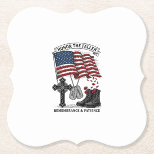 Patriotisches Gedenkkreuz Stiefel Mohnflagge Shirt Untersetzer