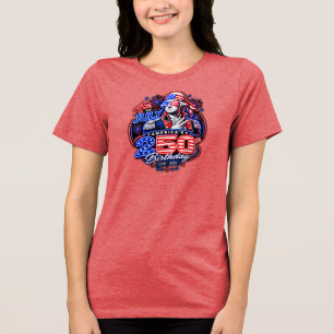 Patriotisches George-Washington-Feuerwerk-Grafik Tri-Blend Shirt