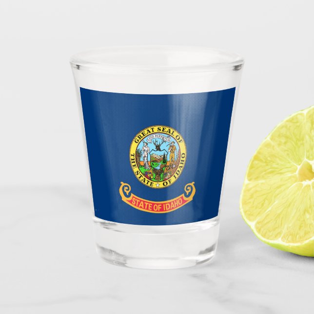 Patriotisches Glas mit der Flagge Idahos (Vorderseite)