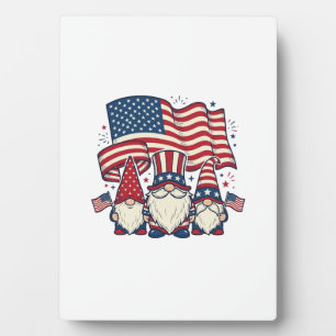 Patriotisches Gnom-Fahne Vintage-Stich-Design_1 Fotoplatte