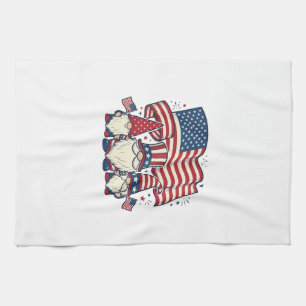 Patriotisches Gnom-Flagge Vintage-Gravurdesign_1 Geschirrtuch