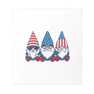 Patriotisches Gnom-Trio Vintage-Vector-Shirt-Desig Notizblock