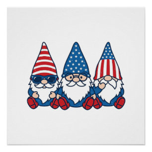 Patriotisches Gnom-Trio Vintage-Vector-Shirt-Desig Poster