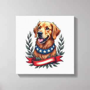 Patriotisches Golden Retriever-Americana-Kunst-T-S Leinwanddruck