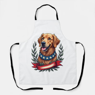Patriotisches Golden Retriever-Americana-Kunst-T-S Schürze