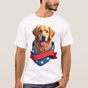 Patriotisches Golden Retriever Banner Crest Shirt