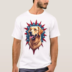 Patriotisches Golden Retriever Eck-Burst-Shirt 2 T-Shirt