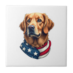 Patriotisches Golden Retriever Gesicht Vintage-Shi Fliese