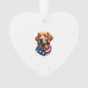 Patriotisches Golden Retriever-Gesicht Vintage-Shi Ornament