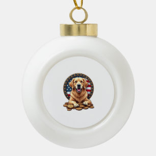 Patriotisches Golden Retriever-gestapeltes Münz-Sh Keramik Kugel-Ornament