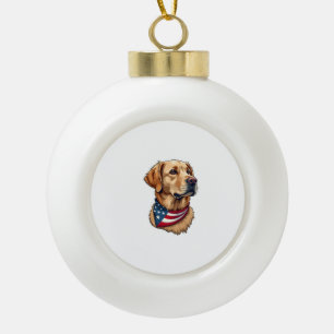 Patriotisches Golden Retriever Kopf Vintage-Shirt Keramik Kugel-Ornament