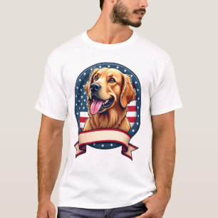 Patriotisches Golden Retriever Offenes Band Wappen T-Shirt
