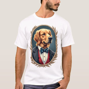 Patriotisches Golden Retriever-Porträt Vintage-T-S T-Shirt