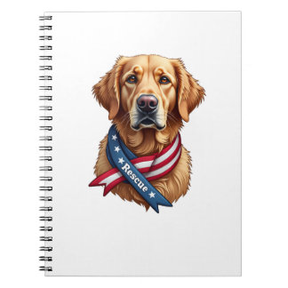 Patriotisches Golden Retriever-Rettungs Vintage-T- Notizblock