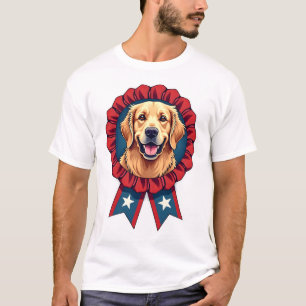 Patriotisches Golden Retriever-Rosette Vintage-Shi T-Shirt