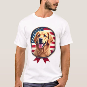 Patriotisches Golden Retriever Sanftes Medaillon T T-Shirt