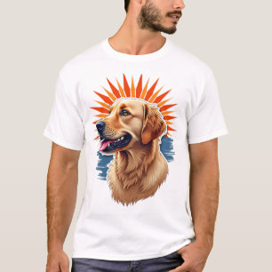 Patriotisches Golden Retriever-Sonnenburst-Vintage T-Shirt