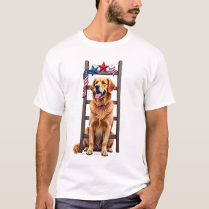 Patriotisches Golden Retriever Stern Leiter Shirt