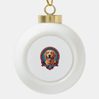 Patriotisches Golden Retriever-Tribut-Wappen-T-Shi Keramik Kugel-Ornament