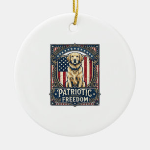 Patriotisches Golden Retriever Vektorgrafik T-Shir Keramik Ornament