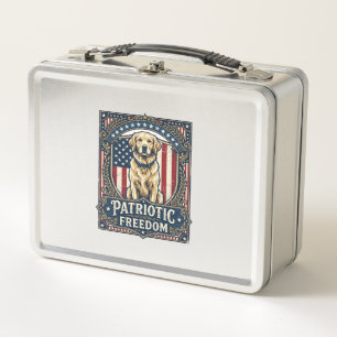 Patriotisches Golden Retriever Vektorgrafik T-Shir Metall Brotdose