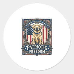 Patriotisches Golden Retriever Vektorgrafik T-Shir Runder Aufkleber