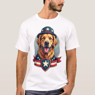 Patriotisches Golden Retriever Veteran Familien-Sh T-Shirt
