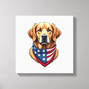 Patriotisches Golden Retriever Vintage Gravur Shir Leinwanddruck