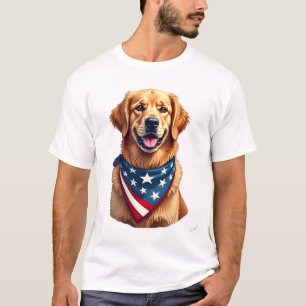 Patriotisches Golden Retriever Vintage Gravur Shir T-Shirt