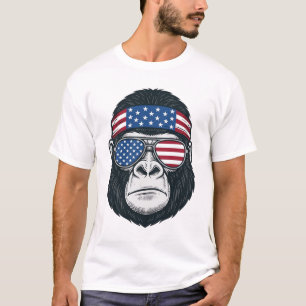 Patriotisches Gorillage sicht Alte Gravur Vektor_1 T-Shirt