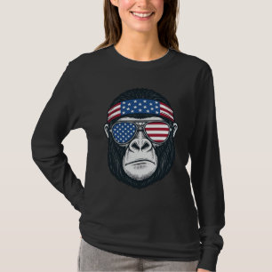 Patriotisches Gorillage sicht Alte Gravur Vektor_1 T-Shirt