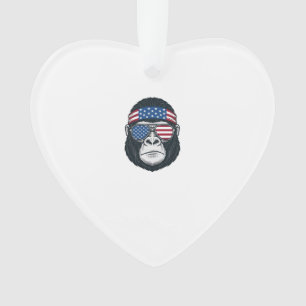 Patriotisches Gorillagesicht Vintage Gravur Vektor Ornament
