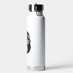 Patriotisches Gorillagesicht Vintage-Stich Vektor_ Trinkflasche