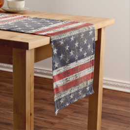 Patriotisches Grunge US Flagge Pattern Mittelgroßer Tischläufer