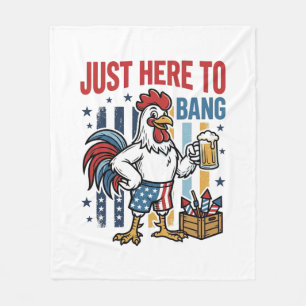 Patriotisches Hahn-Feuerwerk Vintage-Shirt-Design_ Fleecedecke