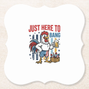 Patriotisches Hahn-Feuerwerk Vintage-Shirt-Design_ Untersetzer