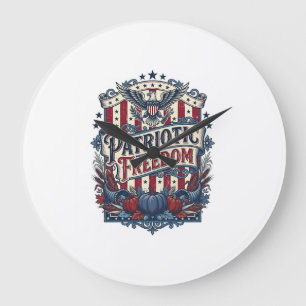 Patriotisches Herbst-Harvest-Vektorgrafik-T-Shirt Große Wanduhr
