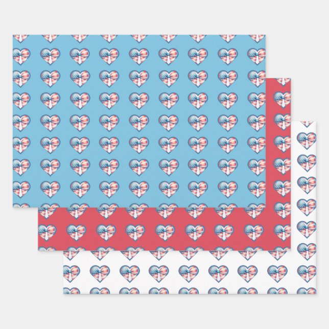 Patriotisches Herz Geschenkpapier Set (Set)