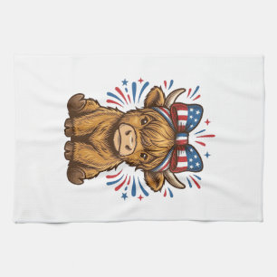 Patriotisches Highland-Kuh-Bogen-Vektordesign (2)_ Geschirrtuch